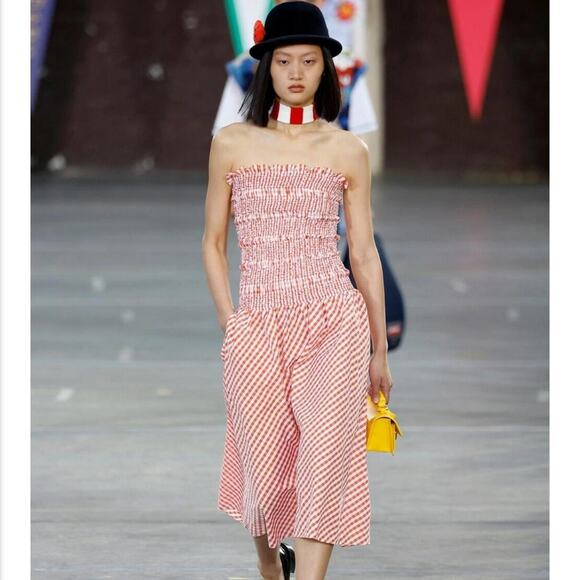 Kenzo strapless gingham midi dress - Picture 2 of 7